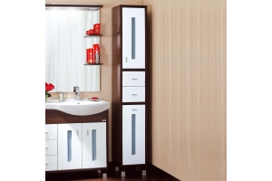 Шкаф-пенал Бриклаер Бали 34 венге, белый глянец, с бельевой корзиной