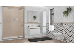 Душевая дверь в нишу STWORKI Стокгольм DE019D2150200 150 см профиль хром матовый, стекло матовое - 3