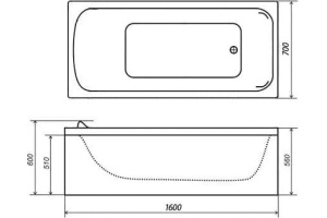 Акриловая ванна Triton Стандарт 160x70 - 2