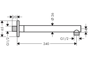 Кронштейн для верхнего душа Hansgrohe Vernis Shape 26405000 хром - 2