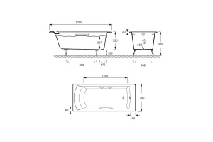 Чугунная ванна Jacob Delafon Biove 170x75, с ручками - 3