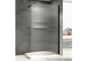 Душевая перегородка Abber Immer Offen 100х200 профиль черный стекло рифленое