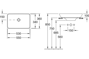 Раковина Villeroy & Boch Venticello 4113 55R1 alpin CeramicPlus - 3