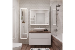 Тумба с раковиной STWORKI Берген 100 белая с темной столешницей, Moduo 55 Leaf - 2