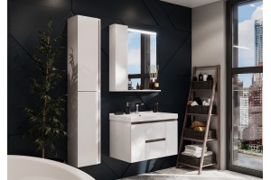 Комплект мебели Aquaton Рене 80 белый-темное дерево - 2