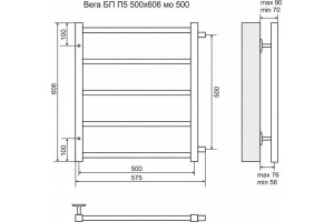 Водяной полотенцесушитель Terminus Вега П5 500х606 Хром - 3