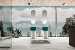 Напольная раковина Abber Kristall 45 бело-бирюзовая - 2