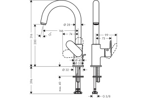 Смеситель Hansgrohe Vernis Blend 71554000 для раковины, хром - 3