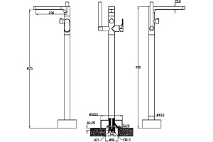 Смеситель Boheme Spectre 459-NB напольный, для ванны, nickel brush - 2