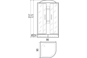 Душевая кабина с поддоном River Amur 90/26 МТ (10000001439) - 2