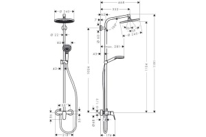 Душевая стойка Hansgrohe Crometta S 240 1jet Showerpipe EcoSmart 27269000 9 л - 2