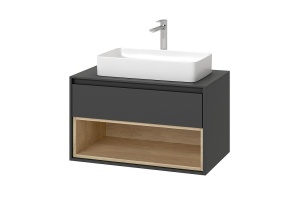 Тумба под накладную раковину Excellent Tuto 80 серый - светлое дерево  - 2