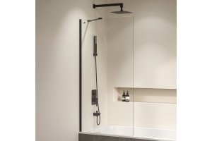 Шторка на ванну RGW Screens SC-151B 60x150 профиль черный стекло прозрачное