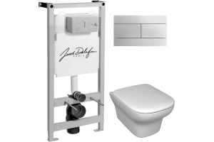 Комплект Система инсталляции для унитазов Jacob Delafon E5504-NF + Чаша для унитаза подвесного Jacob Delafon Vox EDM102-00 + Кнопка смыва Jacob Delafon
