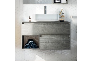 Тумба с раковиной STWORKI Карлстад 90 дуб рошелье, роверелла