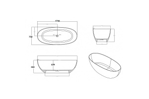 Ванна из полиэфирной смолы Abber Kristall 170х75 коричневая без гидромассажа - 3