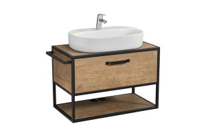 Тумба с раковиной Одри 62 Aquaton Лофт Фабрик 80 темное дерево 