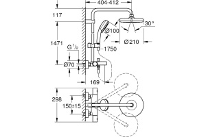 Душевая стойка Grohe Tempesta Cosmopolitan 210 26223001 - 3