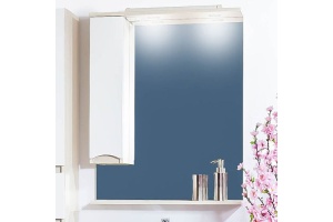 Зеркало-шкаф Бриклаер Токио 80 L светлая лиственница, белый глянец