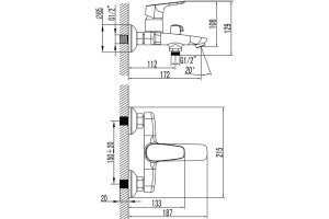 Смеситель для ванны с керамическим дивертором Zodiac, IDDIS, ZODSB02i02WA - 2