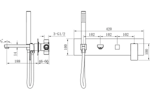 Смеситель для ванны с душем Boheme Qubic черный матовый - 2