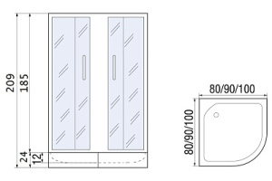 Душевое ограждение с поддоном River Don XL 100/24 MT (10000008318) - 2