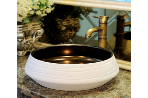 Раковина накладная CeramaLux NC 41 см белый/темная бронза (J2094) - 2