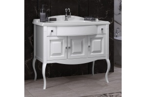 Тумба с раковиной Opadiris Лаура 100 белая матовая, с раковиной из литьевого мрамора