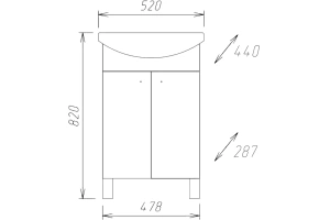 Тумба с раковиной Onika Крит 52 белый  - 3