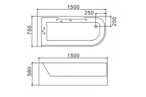 Ванна акриловая WeltWasser WW HB Alster 150/75 WT L белый с гидромассажем (10000005698) - 2