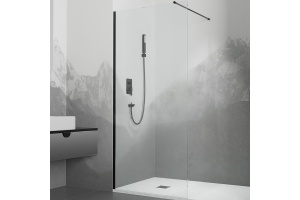 Душевая перегородка RGW Walk in 80х195 черная стекло прозрачное