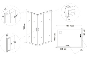 Душевой уголок Veconi Rovigo 120х90, хром (RV10-12090-01-C5) - 3