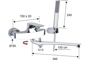 Смеситель для ванны с душем Remer Infinity I49 - 2