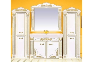 Тумба для комплекта Misty Барокко 120 прямая бежевая, патина - 2