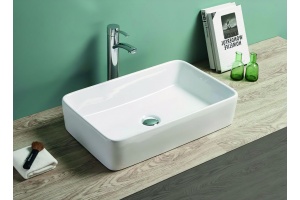 Раковина керамическая накладная AM-7655-X, цвет белый, 585х370х125