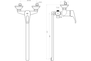 Смеситель для ванны GPD Kalipso универсальный хром - 2