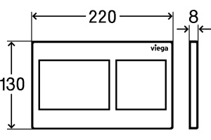 Клавиша смыва, Viega, Prevista, Visign for Style 21, для унитаза, ширина, мм-220, глубина, мм-8, высота, мм-130, тип смыва-двойной, тип управления-ручной нажимной, м - 3