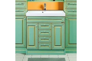 Тумба с раковиной Misty Vena 75 салатовая, патина