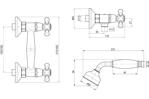 Смеситель для душа Rav Slezak Morava retro черный матовый - бронза - 3