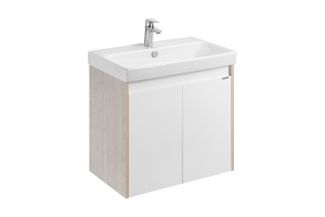 Тумба под раковину Aquaton Сканди Doors 70 белый - светлое дерево - 2