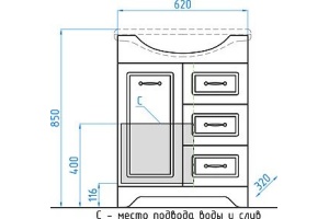 Тумба под раковину Style Line Олеандр-2 62 см (ЛС-00000047) - 2
