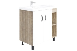 Тумба с раковиной Onika Тимбер 80 белый - светлое дерево