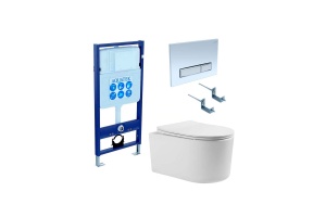 SET AQUATEK МИЯ 4в1 (рама AQUATEK Standard INS-0000012+ кркпеж KKI-0000002+клавиша KDI-0000022+унитаз МИЯ AQ2004-00 с тонким сиденьем soft-close