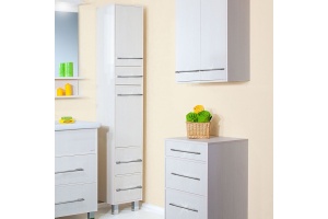 Шкаф-пенал Бриклаер Чили 34 светлая лиственница С, с бельевой корзиной