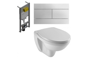 E21739RU-00 Унитаз c инсталляцией Jacob Delafon Patio Rimless, сиденье дюропласт микролифт, клавиша хром (EDV102-00+E70021+E29025+E4316-CP)