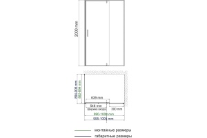Душевой уголок Wasserkraft Elbe 100x90 профиль черный стекло прозрачное - 3