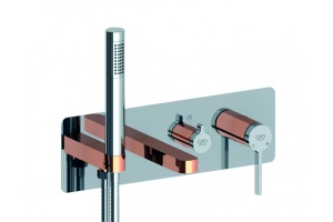 Смеситель для ванны с душем GPD Gildo хром - розовое золото