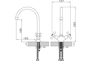 Смеситель для кухонной мойки Rossinka  хром (H02-72) - 2