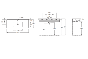 Раковина Jacob Delafon Vox EXAB112 120 см - 2