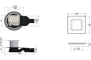 Душевой трап Berges Platz Antik 15х15 бронза - 2